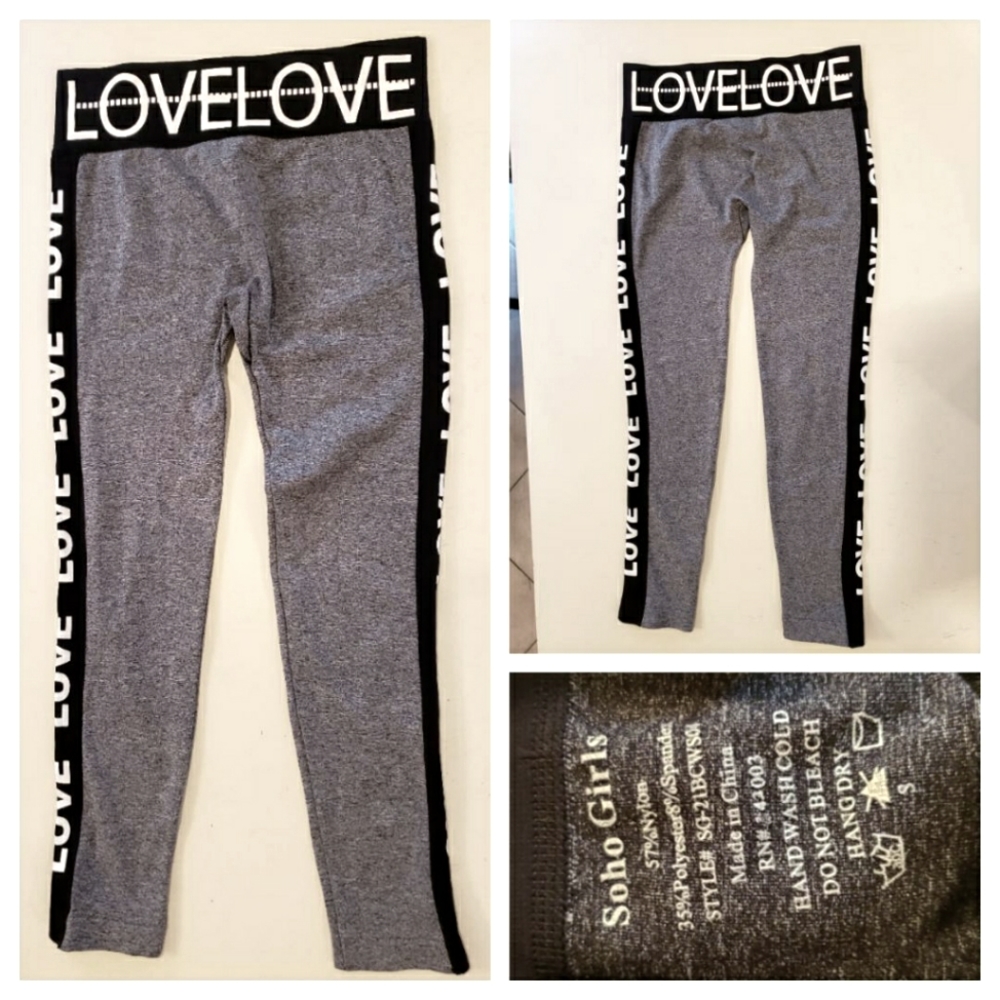 Grey, Black & White "LOVE" Leggings/Tights, Size S